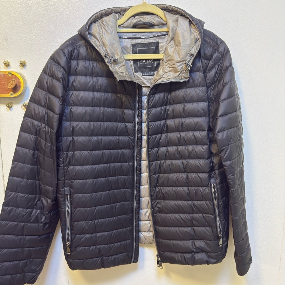 Geox Men's Black and Gray Puffer Jacket